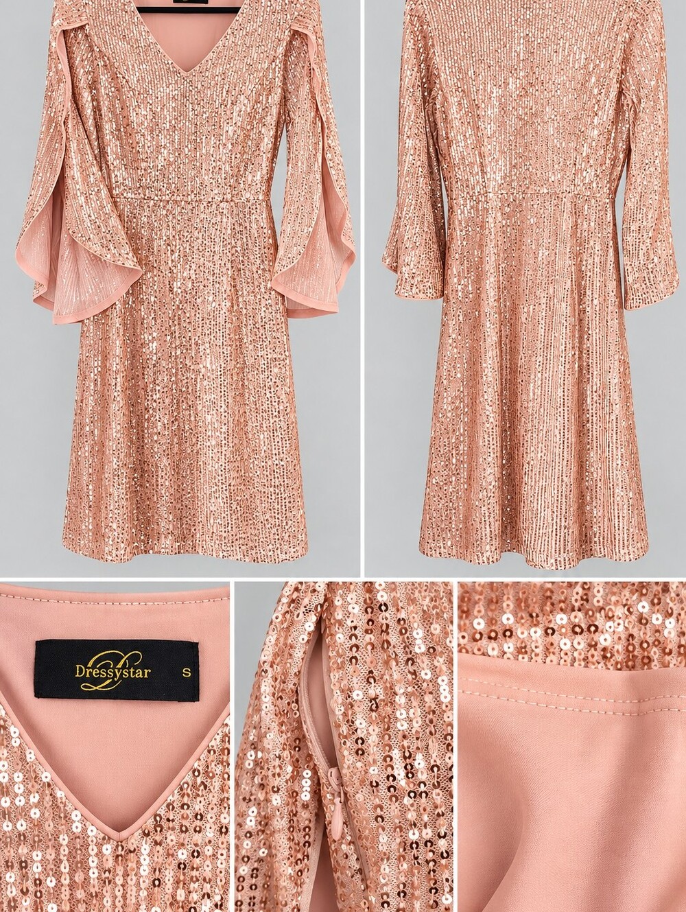 Women's Rose Gold Sequin Party Dress